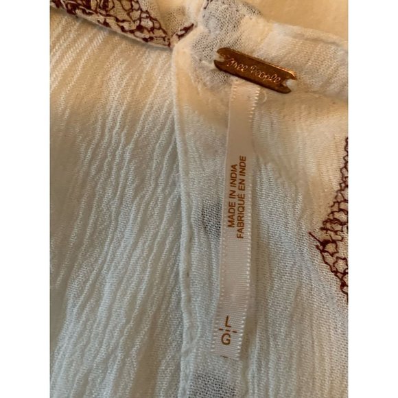 Free People White long sleeve Embroidered Boho Tunic Size Large - Picture 4 of 4